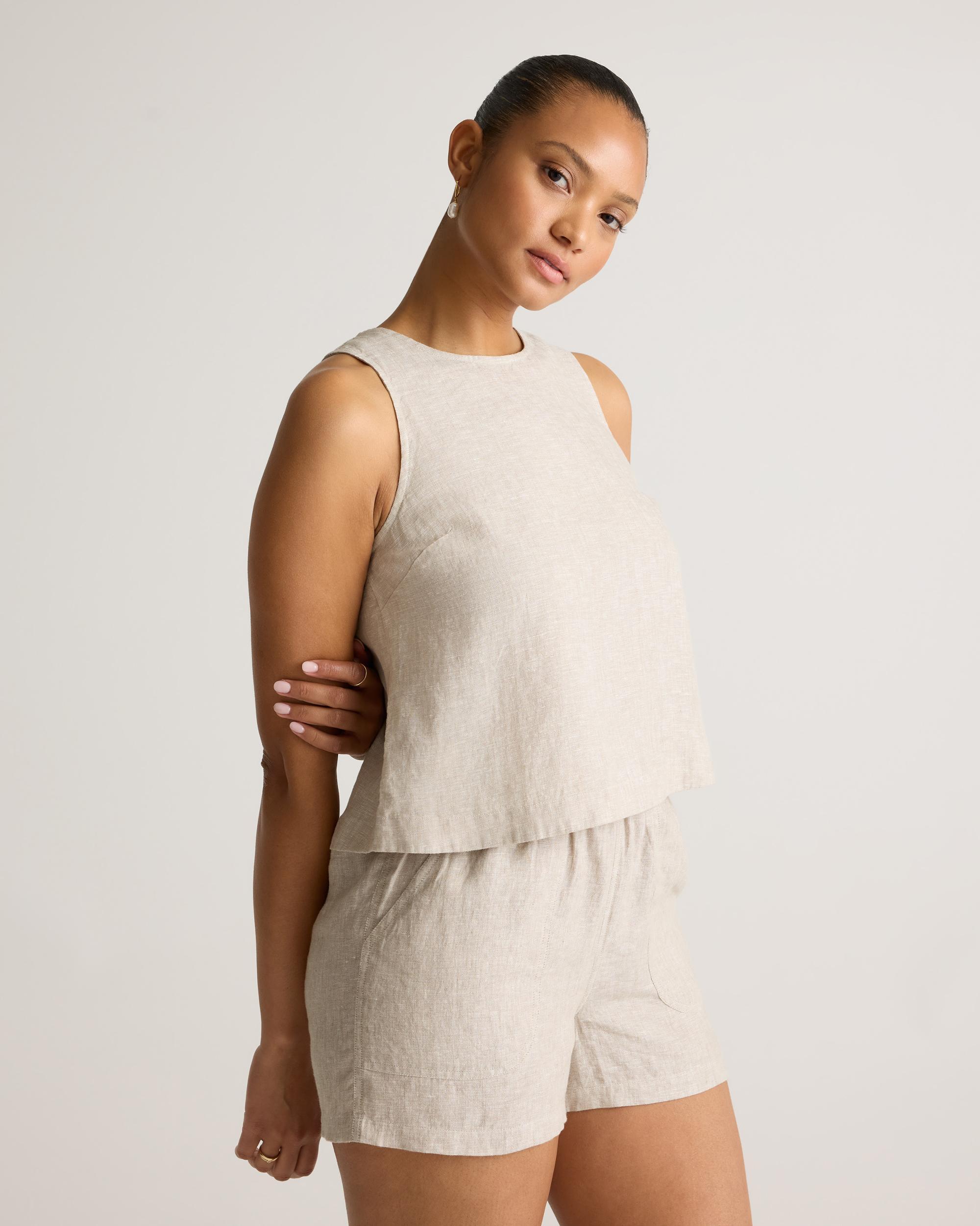 100% European Linen Cropped Tank Product Image