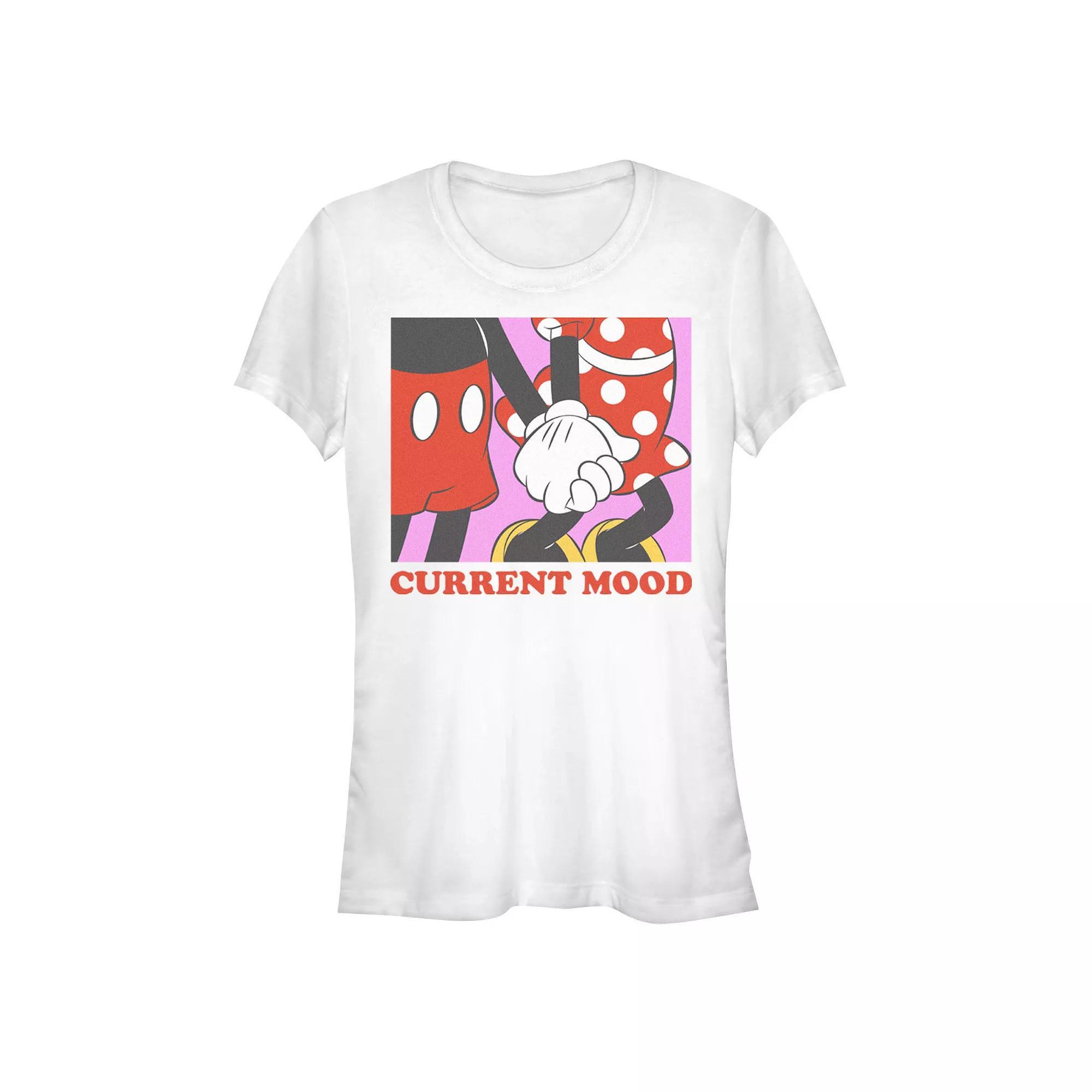 Disney's Mickey Mouse And Minnie Current Mood Juniors' Graphic Tee, Women's, Size: XL, White Product Image