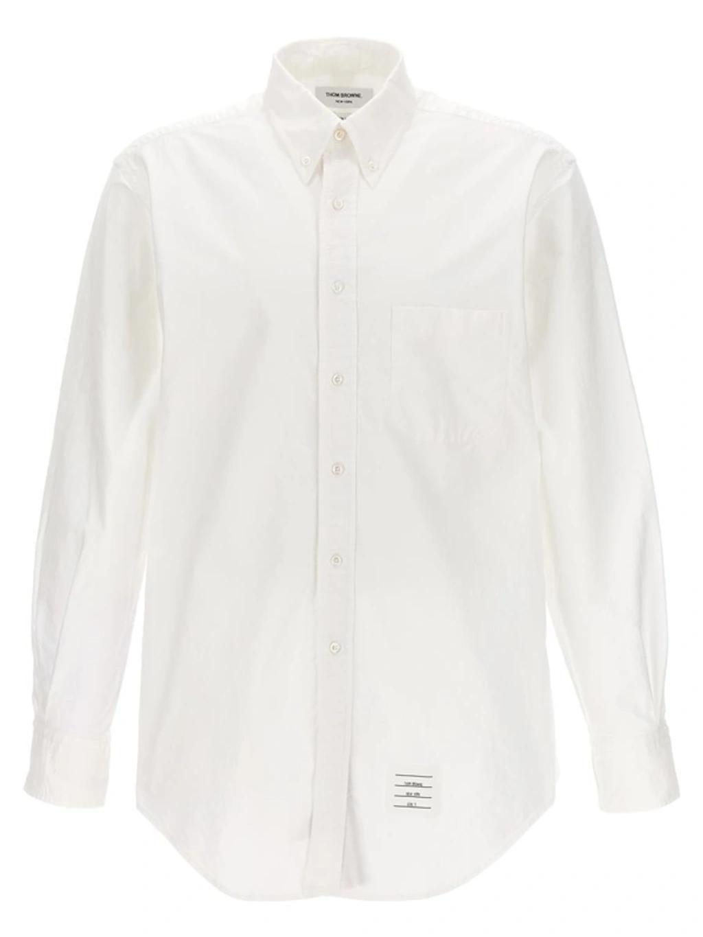 THOM BROWNE Shirt In White Cotton In 035 Med Grey Product Image