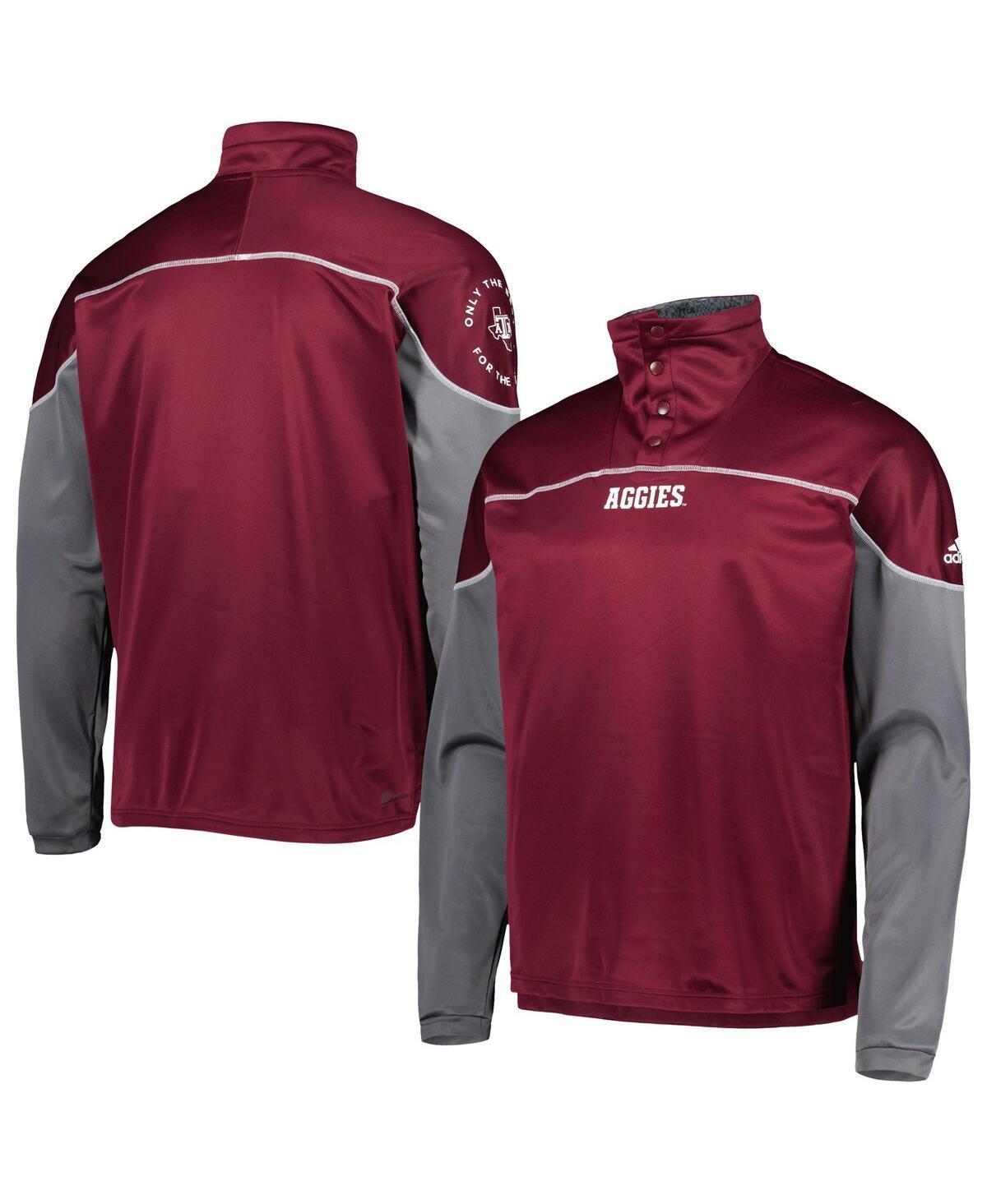 Men's adidas Maroon Texas A&M Aggies AEROREADY Knit Quarter-Snap Jacket, Size: 3XL, Red Product Image