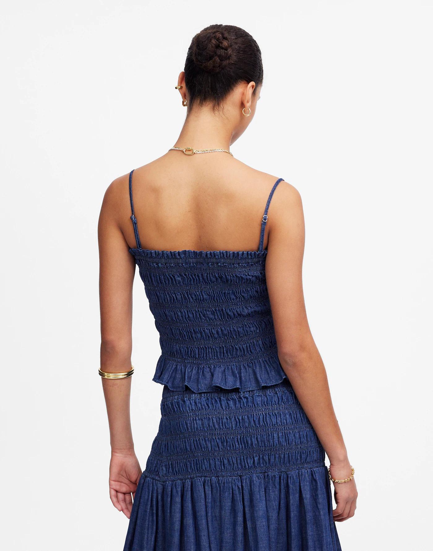 Denim Smocked Tank Product Image