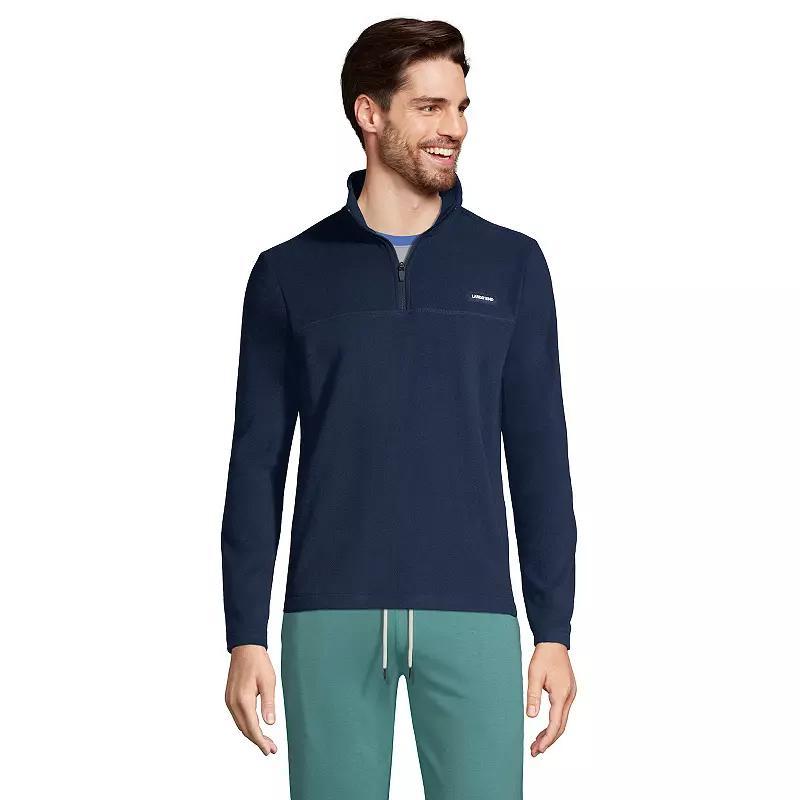 Big & Tall Lands' End Logo Fleece Quarter-Zip Pullover, Men's, Size: 4XLT, Radiant Blue Product Image