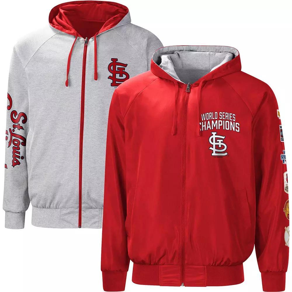 Men's G-III Sports by Carl Banks Red/Gray St. Louis Cardinals Southpaw Reversible Raglan Hooded Full-Zip Jacket, Size: Small Product Image