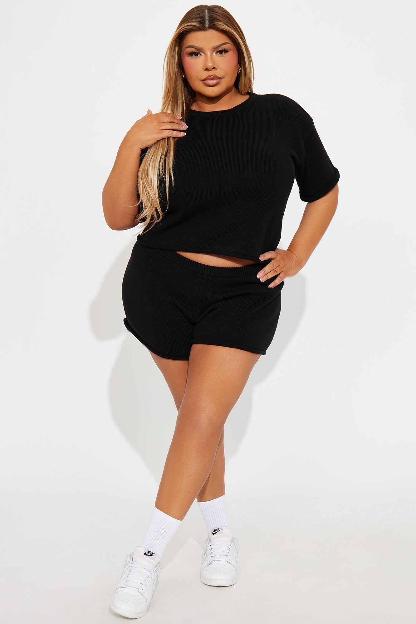 Alicia's Iconic Look Sweater Short Set - Black Product Image