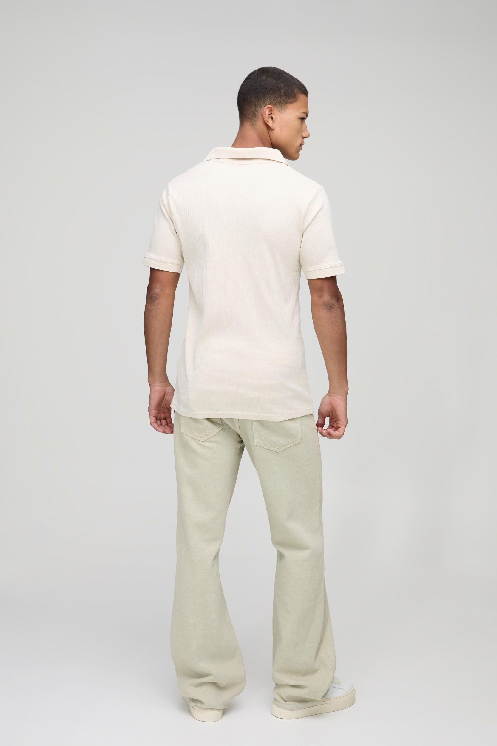 Slim Rib Revere Polo | boohooMAN USA Product Image