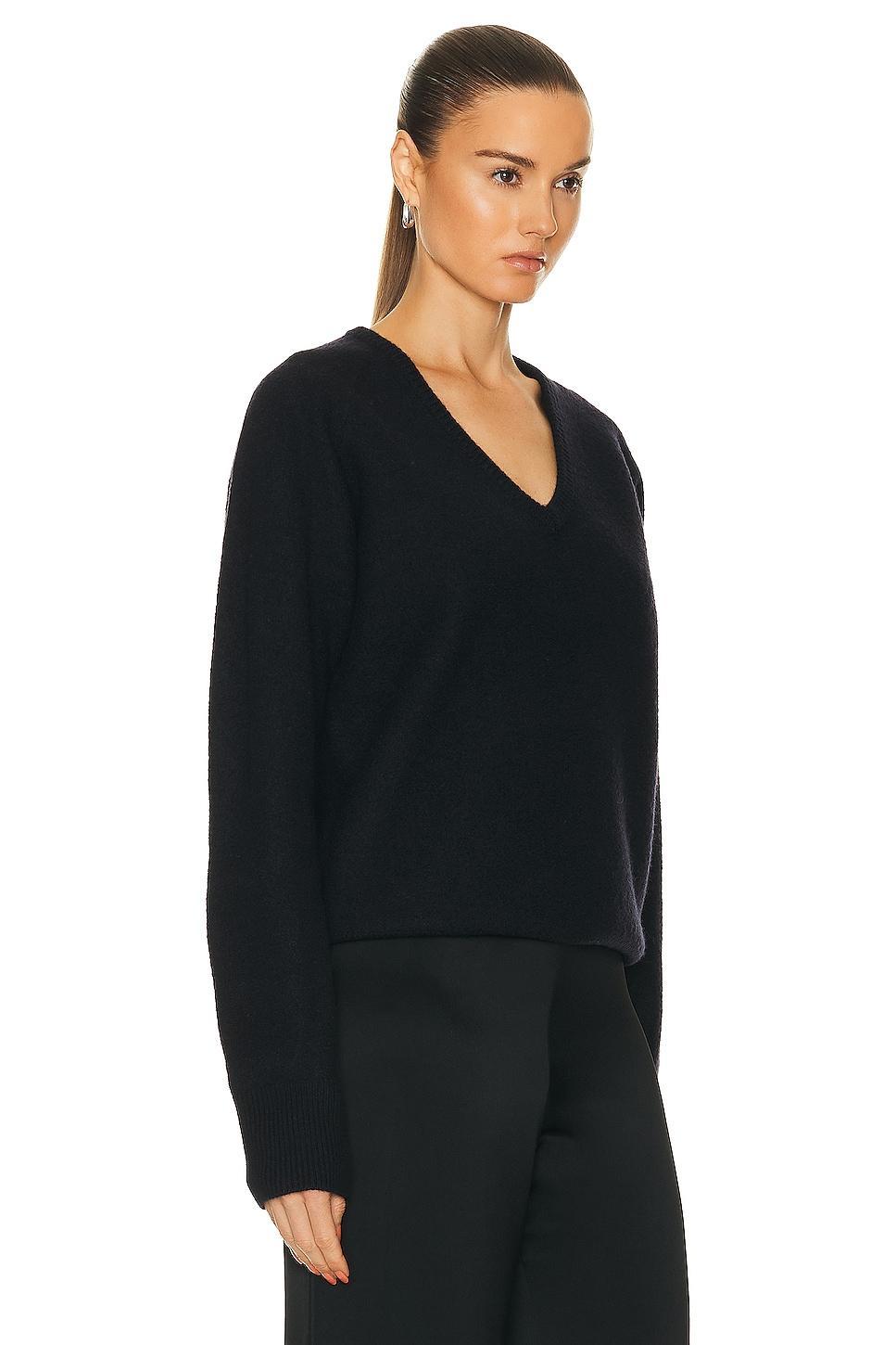 Toteme Soft Felted Merino Knit Sweater in Navy Product Image