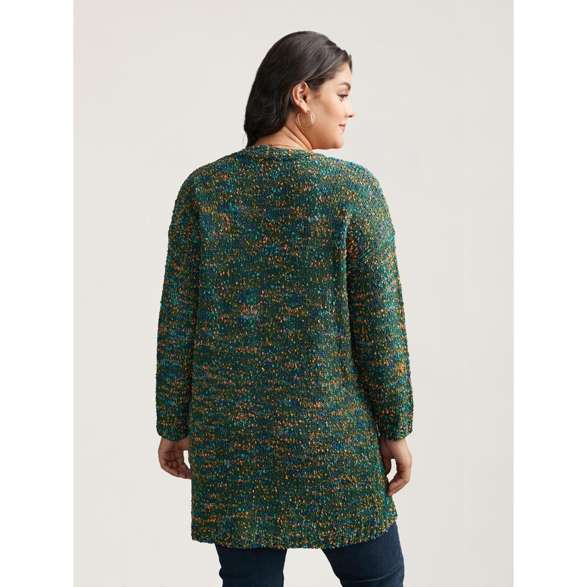 Plus Size Color Textured Open Front Cardigan DarkGreen Women Casual Loose Long Sleeve Dailywear Cardigans BloomChic 12/L Product Image