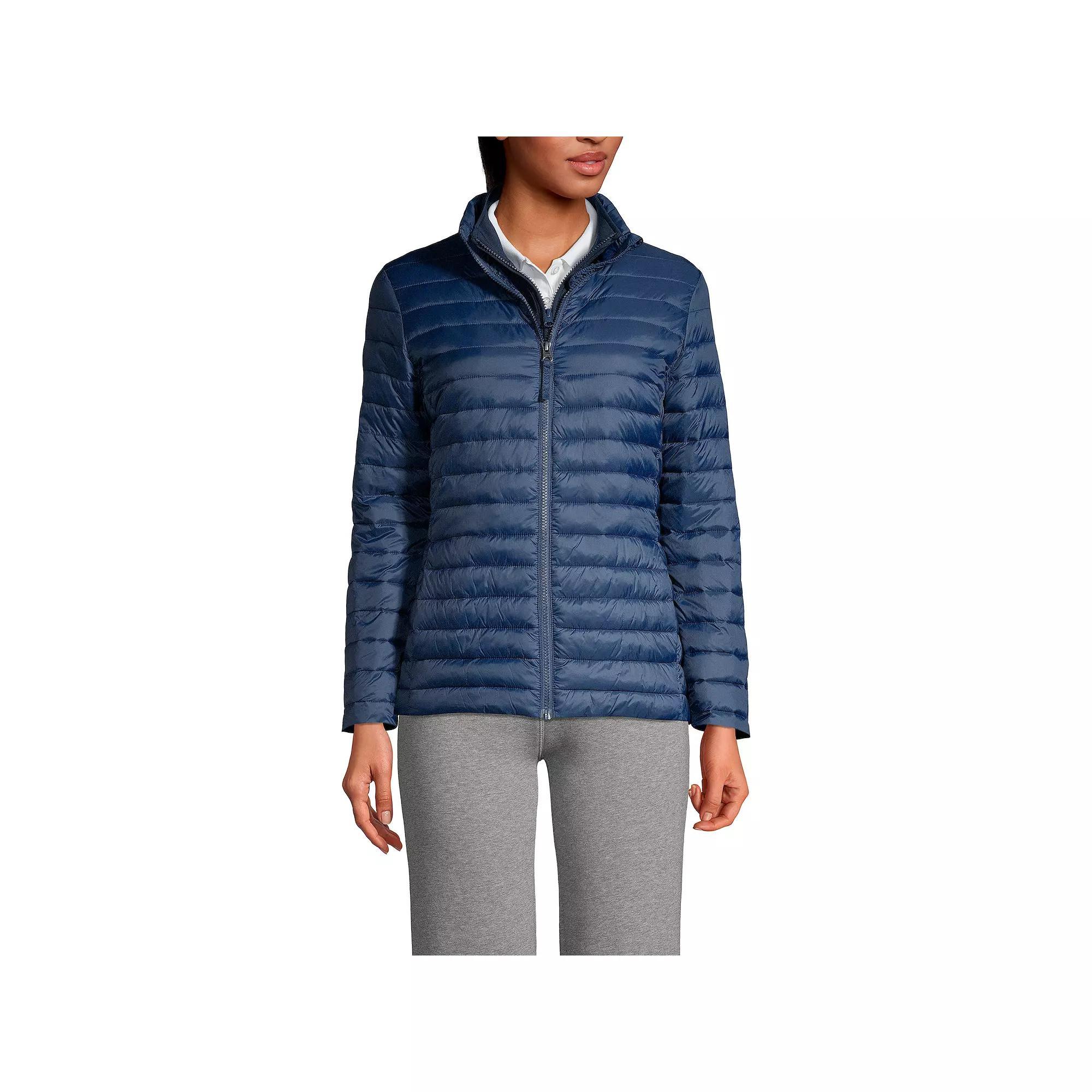 Women's Lands' End School Uniform ThermoPlume Jacket, Size: Small, Green Product Image