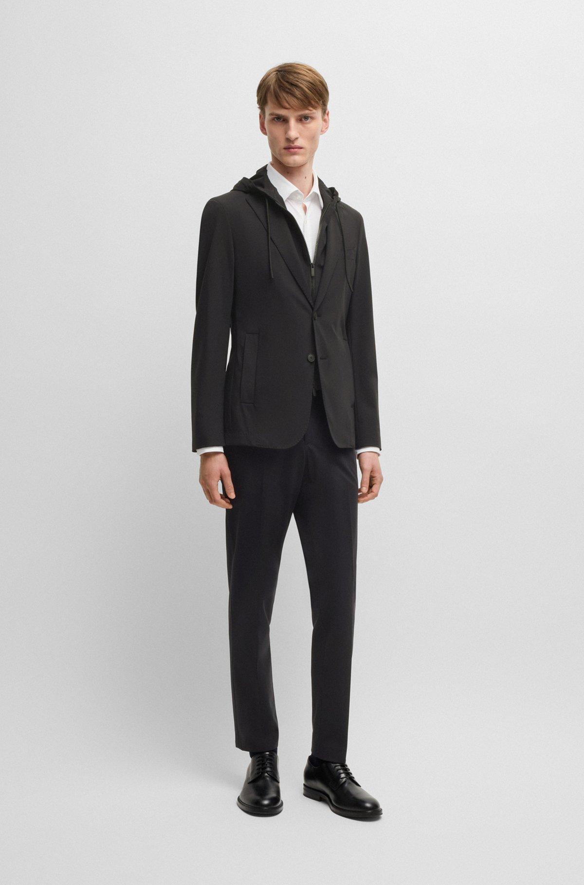 Slim-fit jacket with removable hooded inner Product Image
