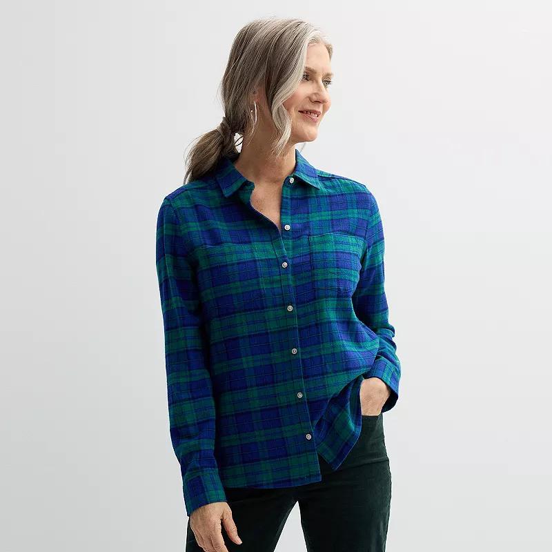 Women's Croft & Barrow® The Extra Soft Plaid Flannel Shirt, Size: XS, Pink Color Plaid Product Image