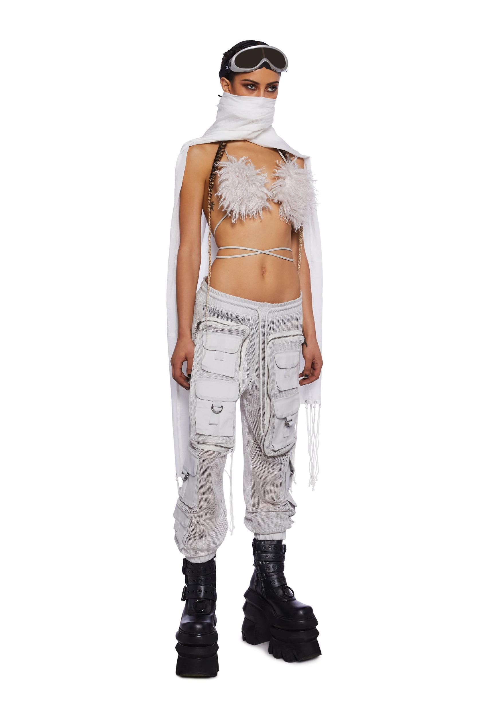 Complex Nights Fishnet Cargo Pants - Gray Product Image