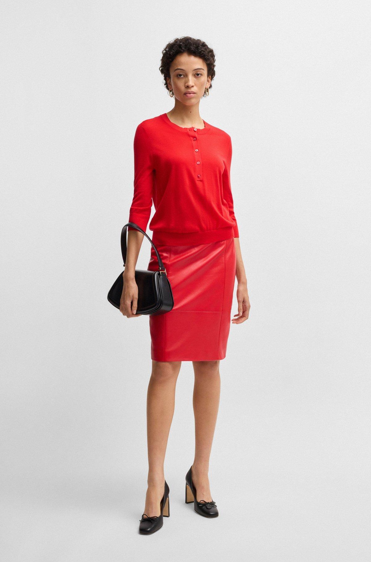 Henley-neck sweater in Merino wool Product Image