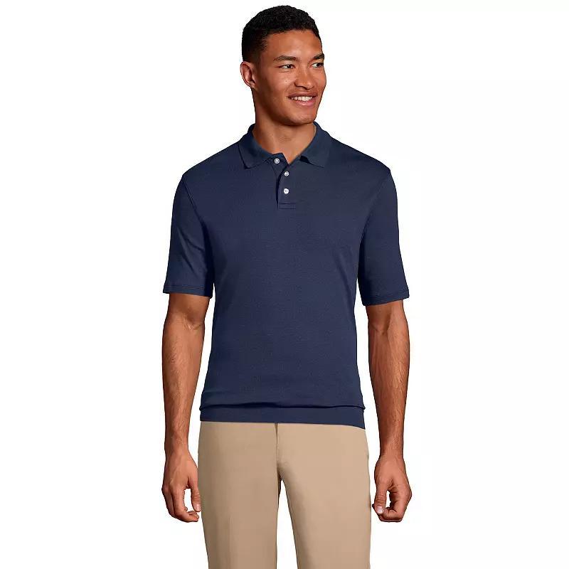 Men's Lands' End Short Sleeve Banded Bottom Polo Shirt, Size: Medium, Classic Blue Product Image