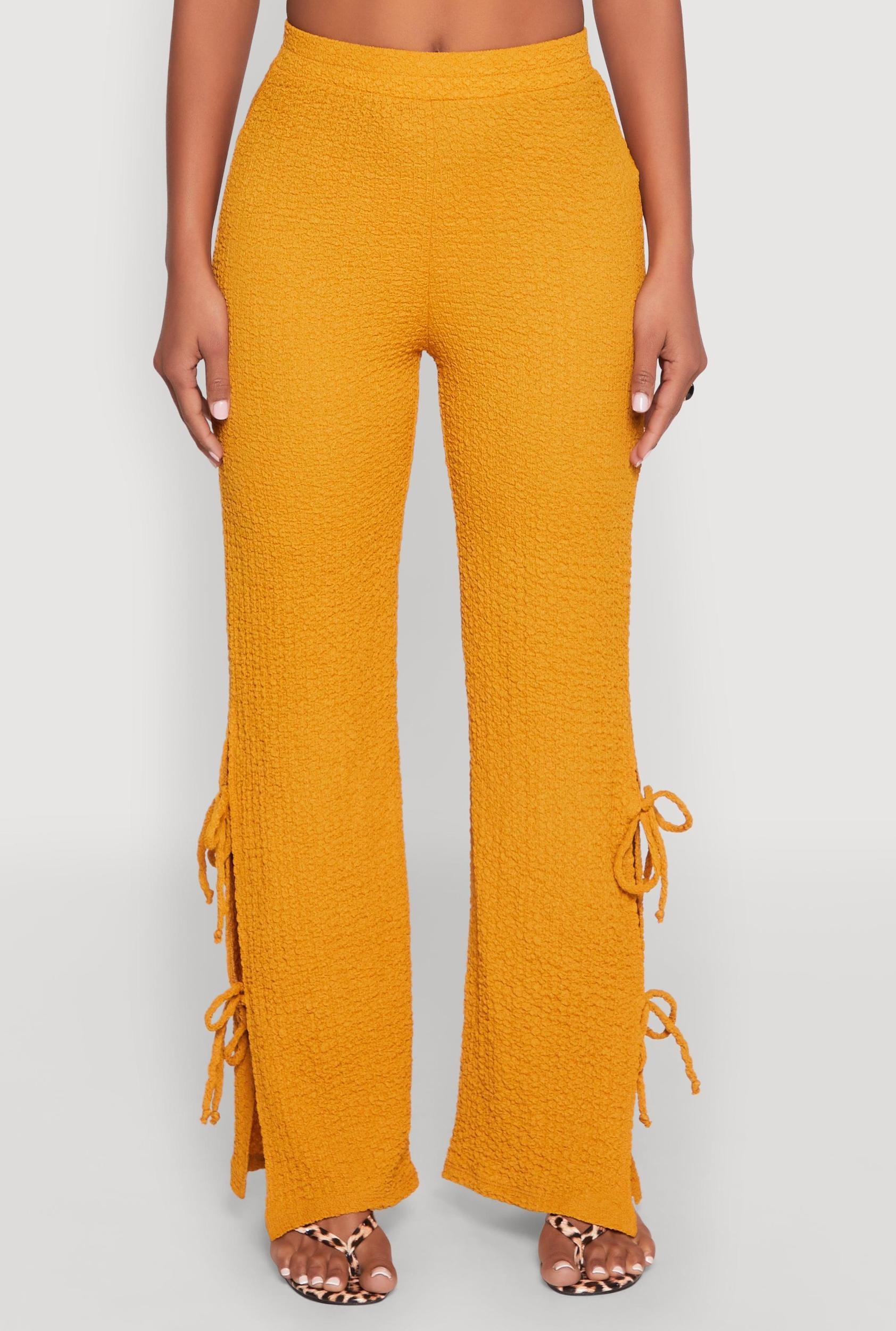 Womens Textured Knit Double Side Tie Slit Pants Product Image