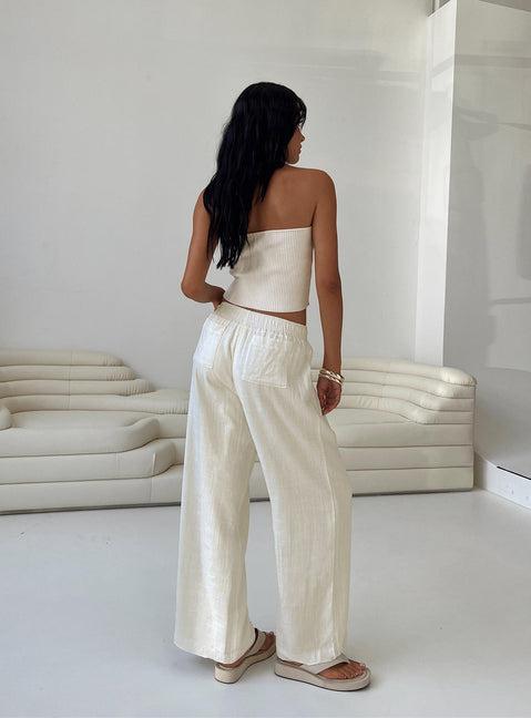 Louis Linen Blend Pants Off White Product Image