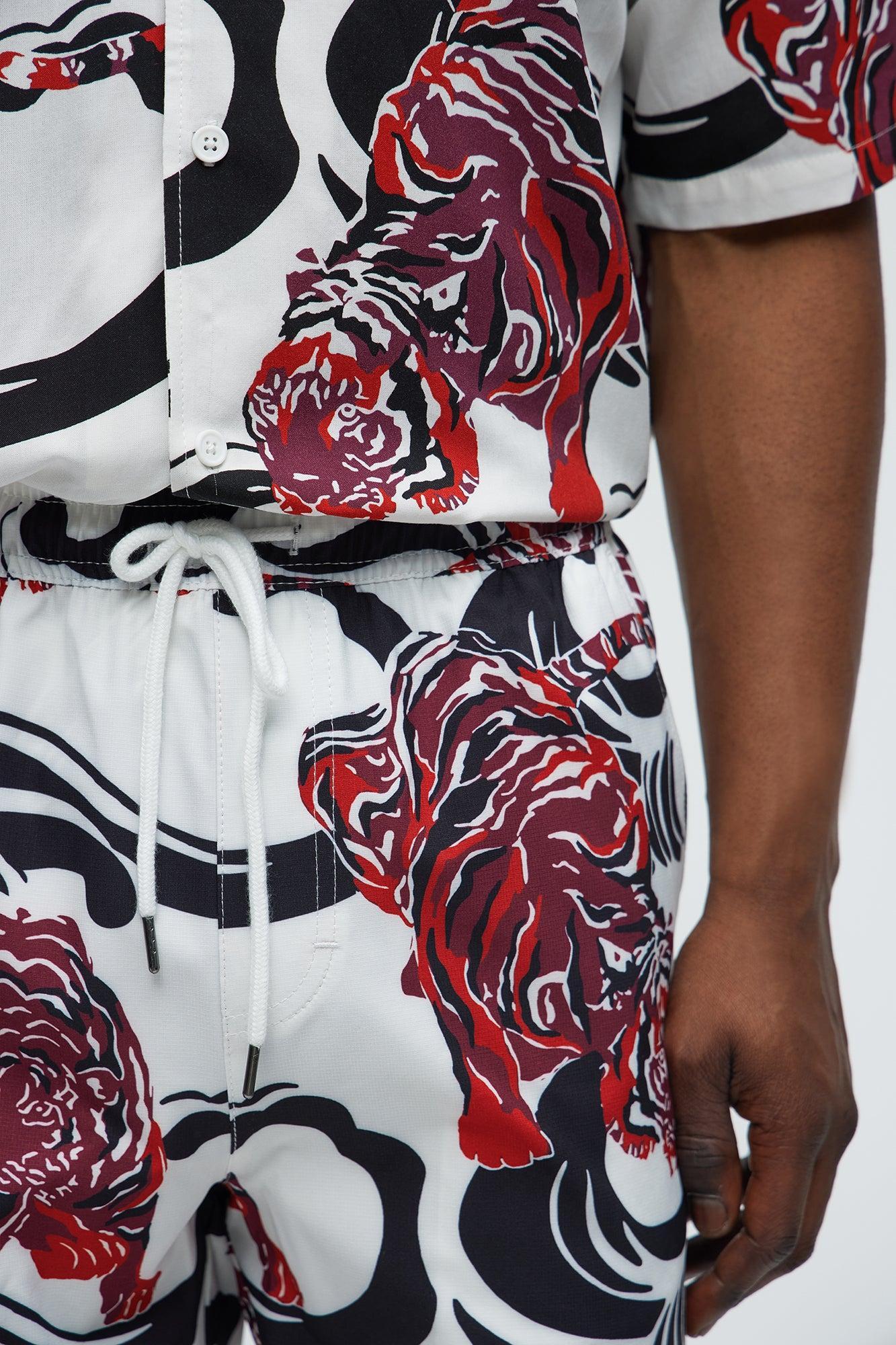 Tiger Waves Relaxed Shorts - White/combo Product Image