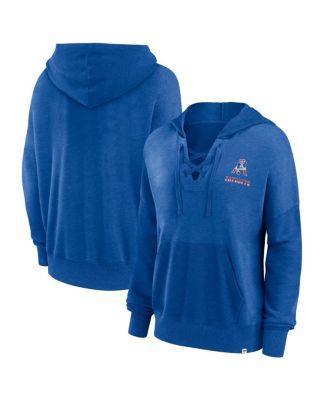 Womens Fanatics Branded Royal New England Patriots Heritage Snow Wash French Terry Lace-UpPullover Hoodie Product Image