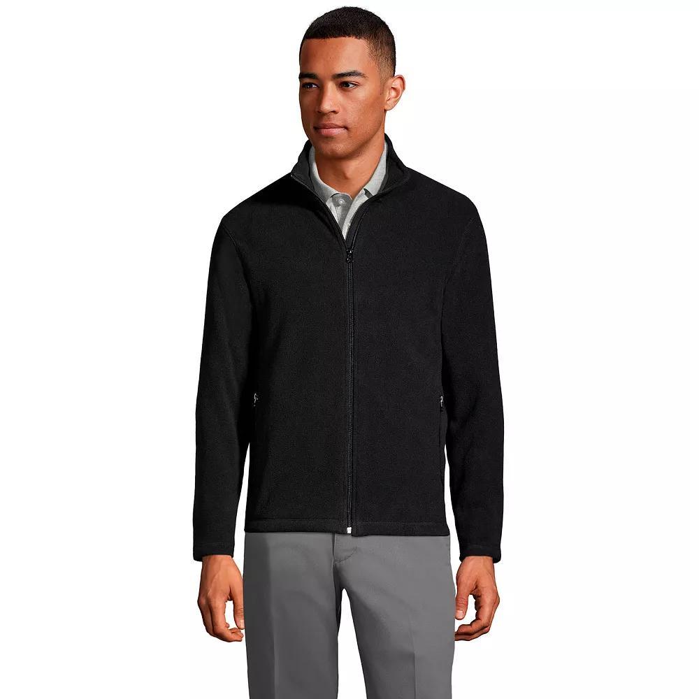 Men's Lands' End Full-Zip Mid-Weight Fleece Jacket, Size: Large, Dark Grey Product Image