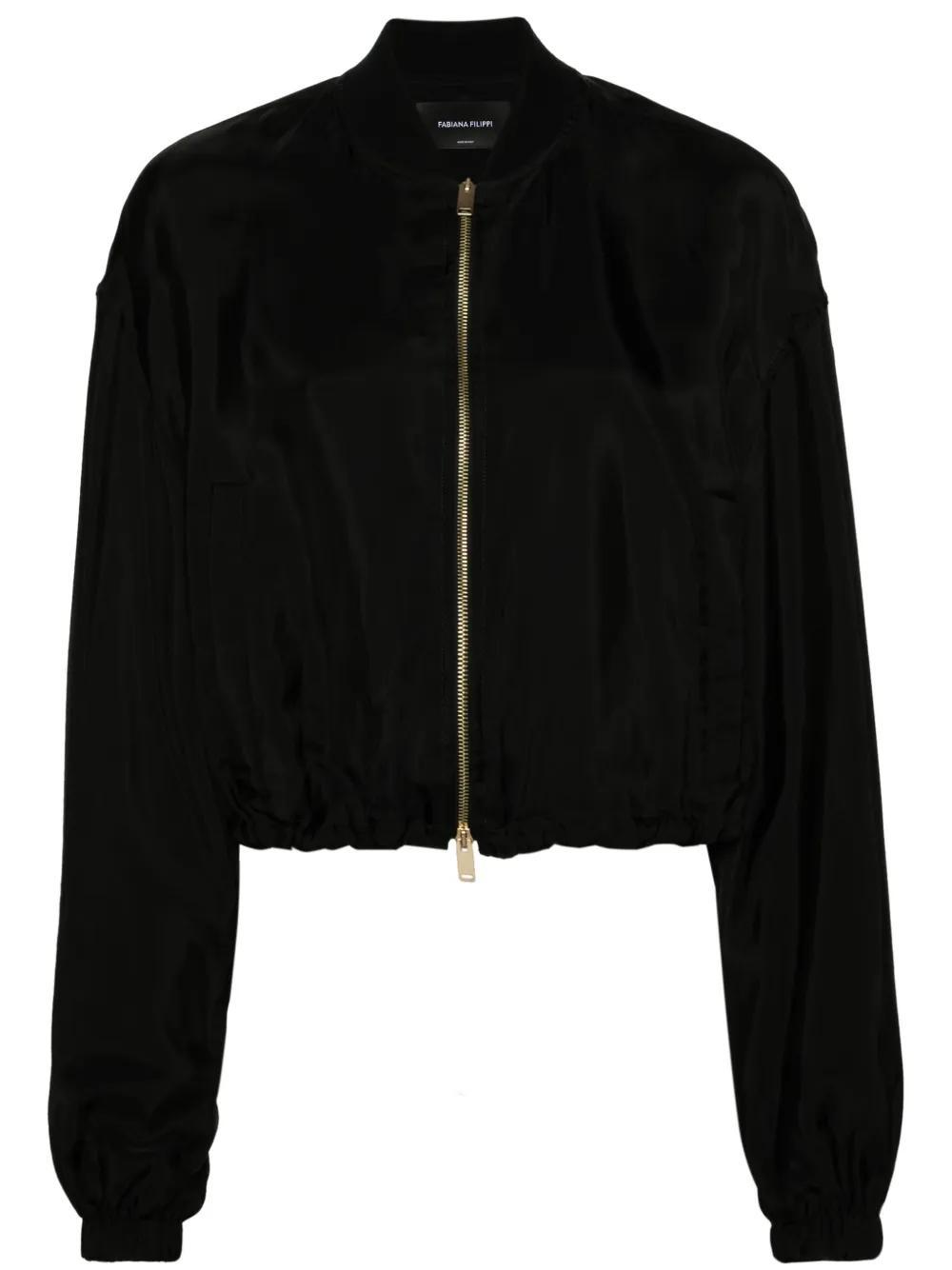 FABIANA FILIPPI Zipped Satin Bomber Jacket In Black Product Image