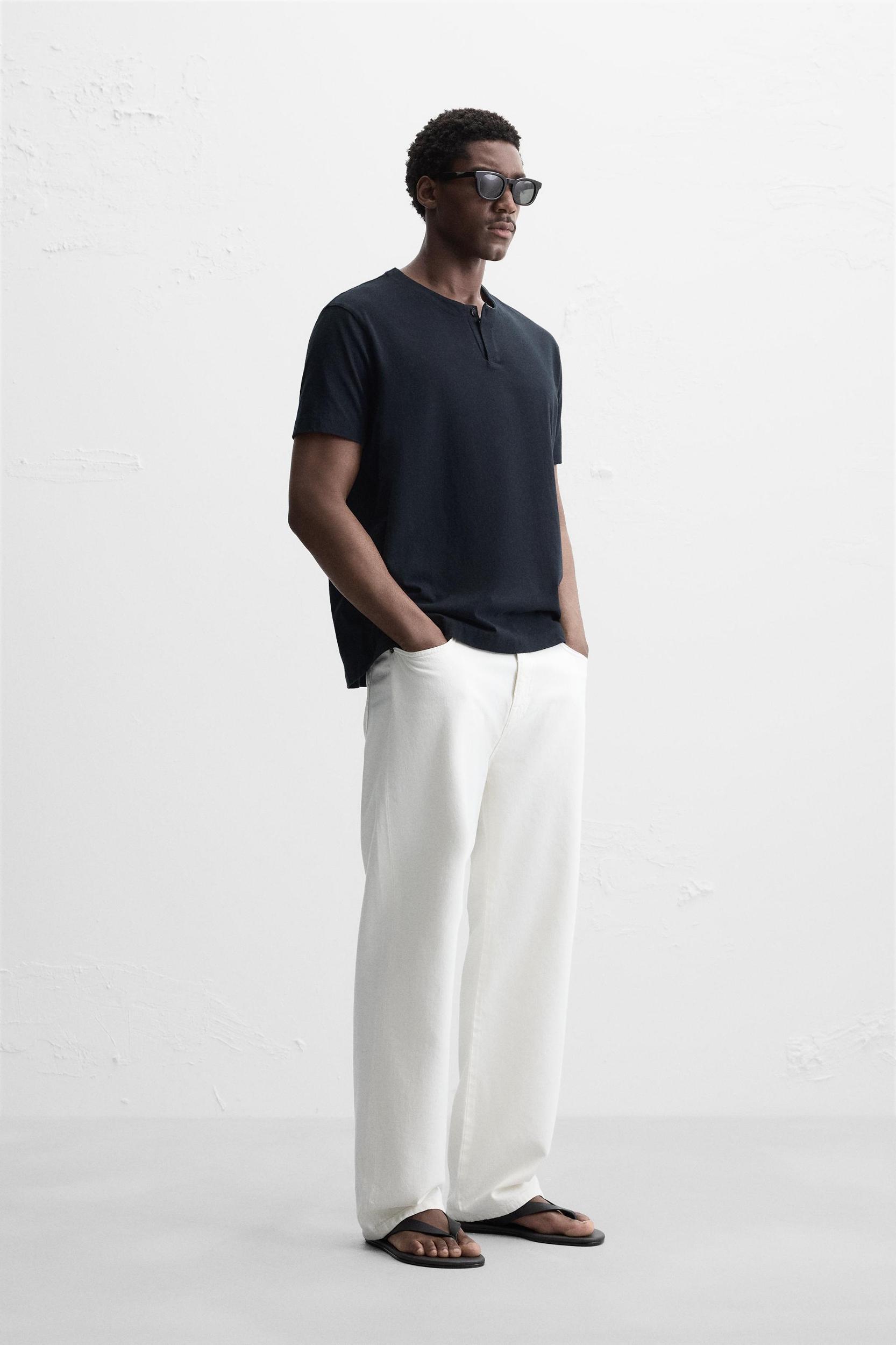 BUTTON NECK T-SHIRT Product Image
