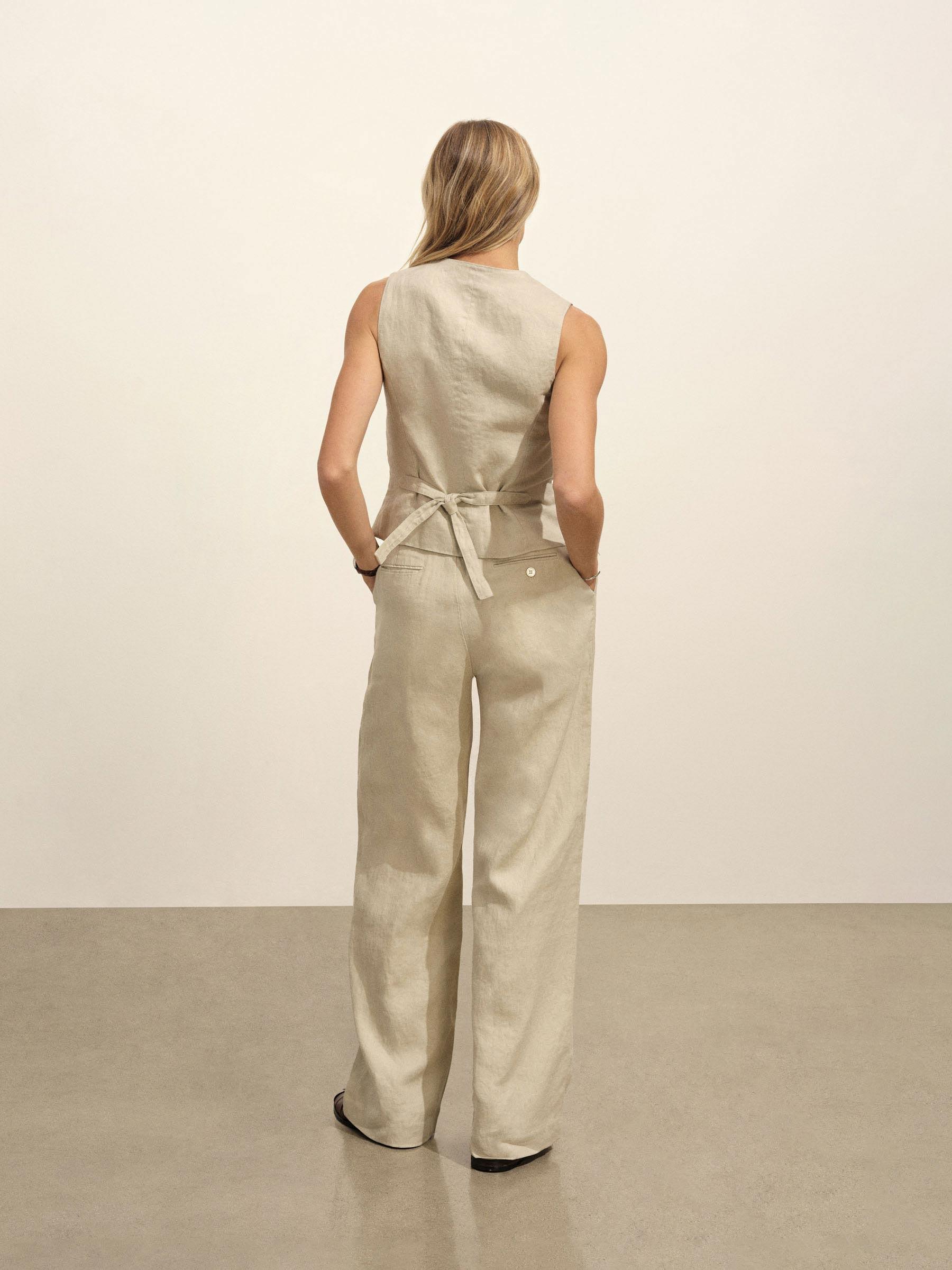 Soft Sand Riviera Linen Wide Leg Trouser Product Image