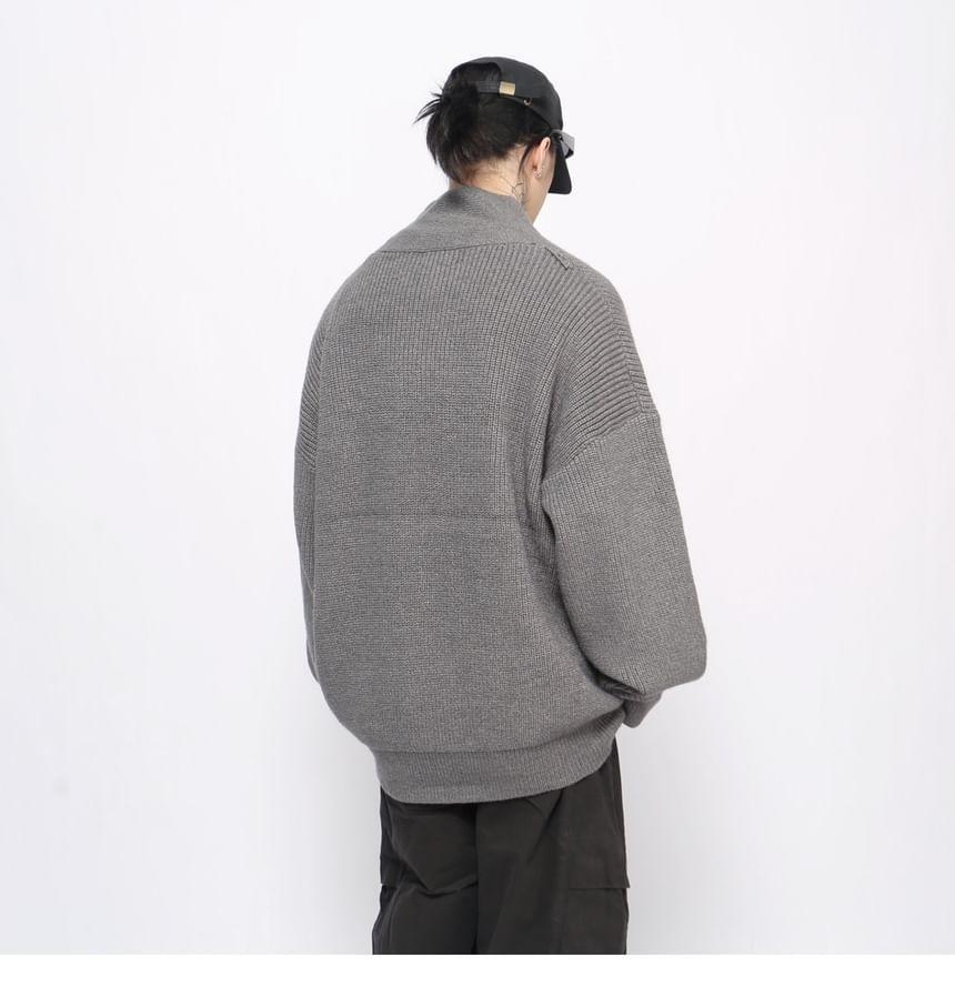 V-Neck Drop-Shoulder Plain Cardigan Product Image