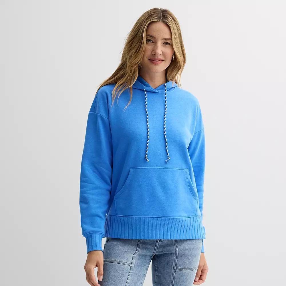 Women's Sonoma Goods For Life® Mixed Rib Fleece Hoodie, Size: Small, Purple Product Image