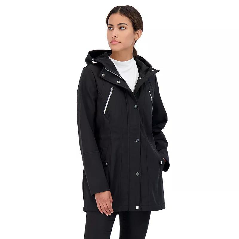 Women's Sebby Collection Hood Water-Resistant Anorak Jacket, Size: Medium, Black Product Image