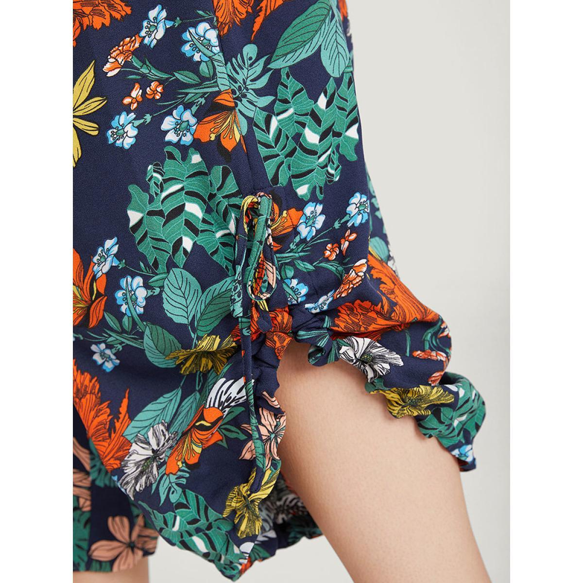 Plus Size Floral Print Drawstring Elastic Waist Pocket Pants Women Multicolor Elegant High Rise Dailywear Pants BloomChic 18-20/2X Product Image