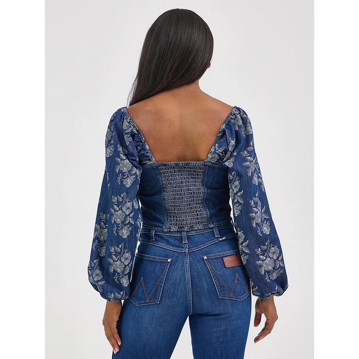 Women's Wrangler Denim Cropped Blouse | Women's TOPS | Wrangler® Product Image