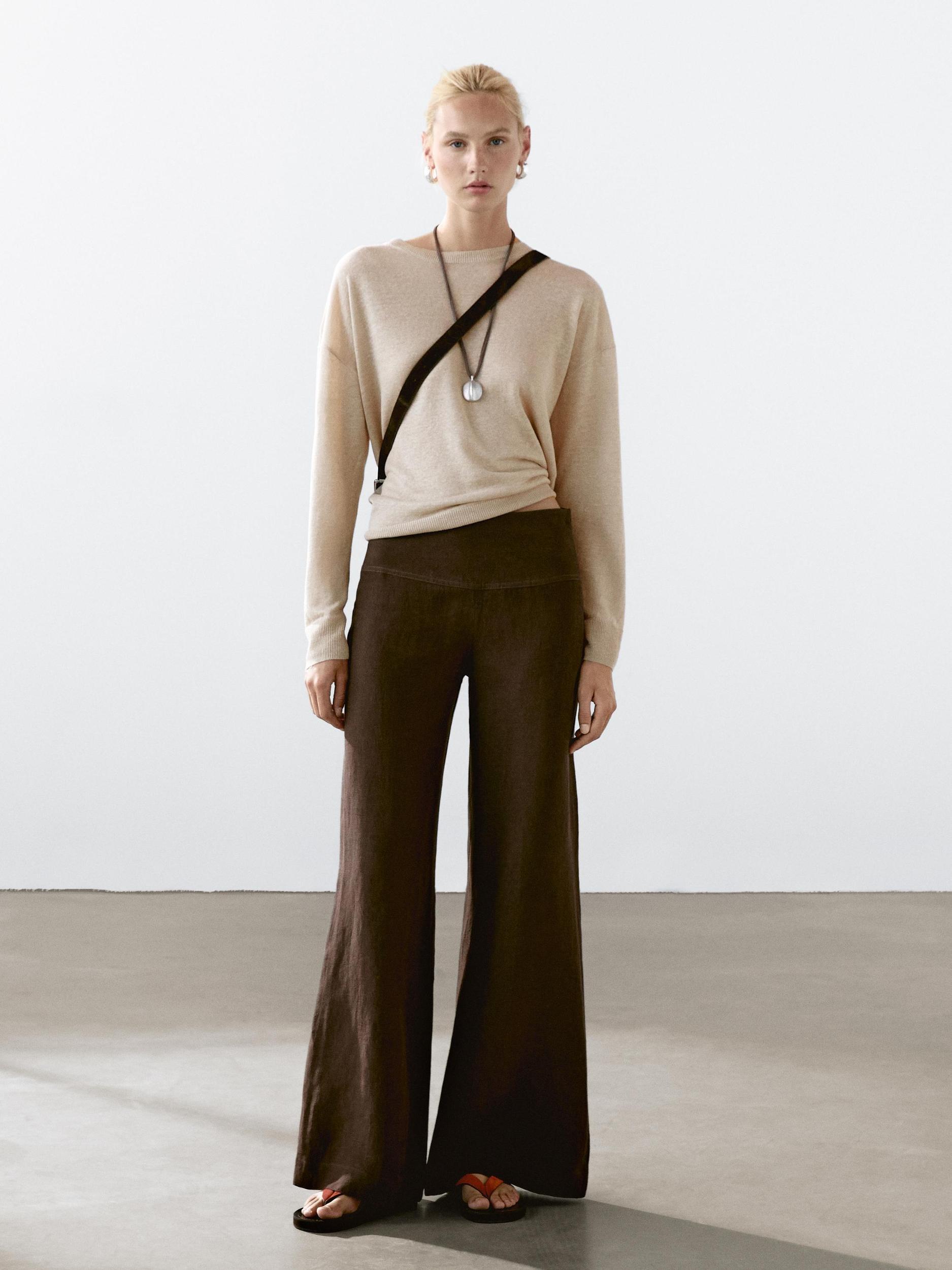 100% linen oversize knit sweater Product Image