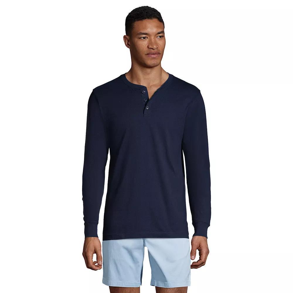 Big & Tall Lands' End Super-T Henley, Men's, Size: XXL Tall, Radiant Blue Product Image