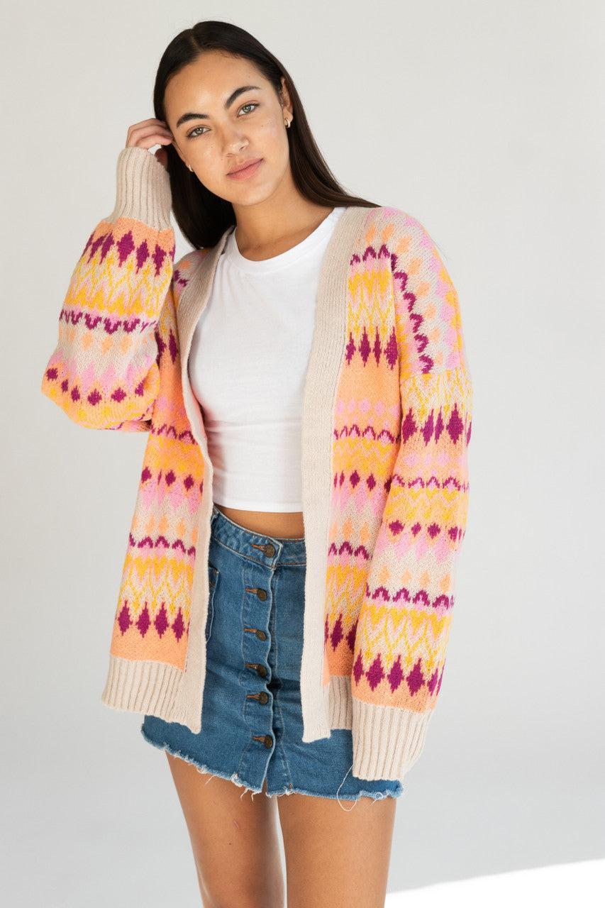 Diamond Pattern Open Cardigan Product Image