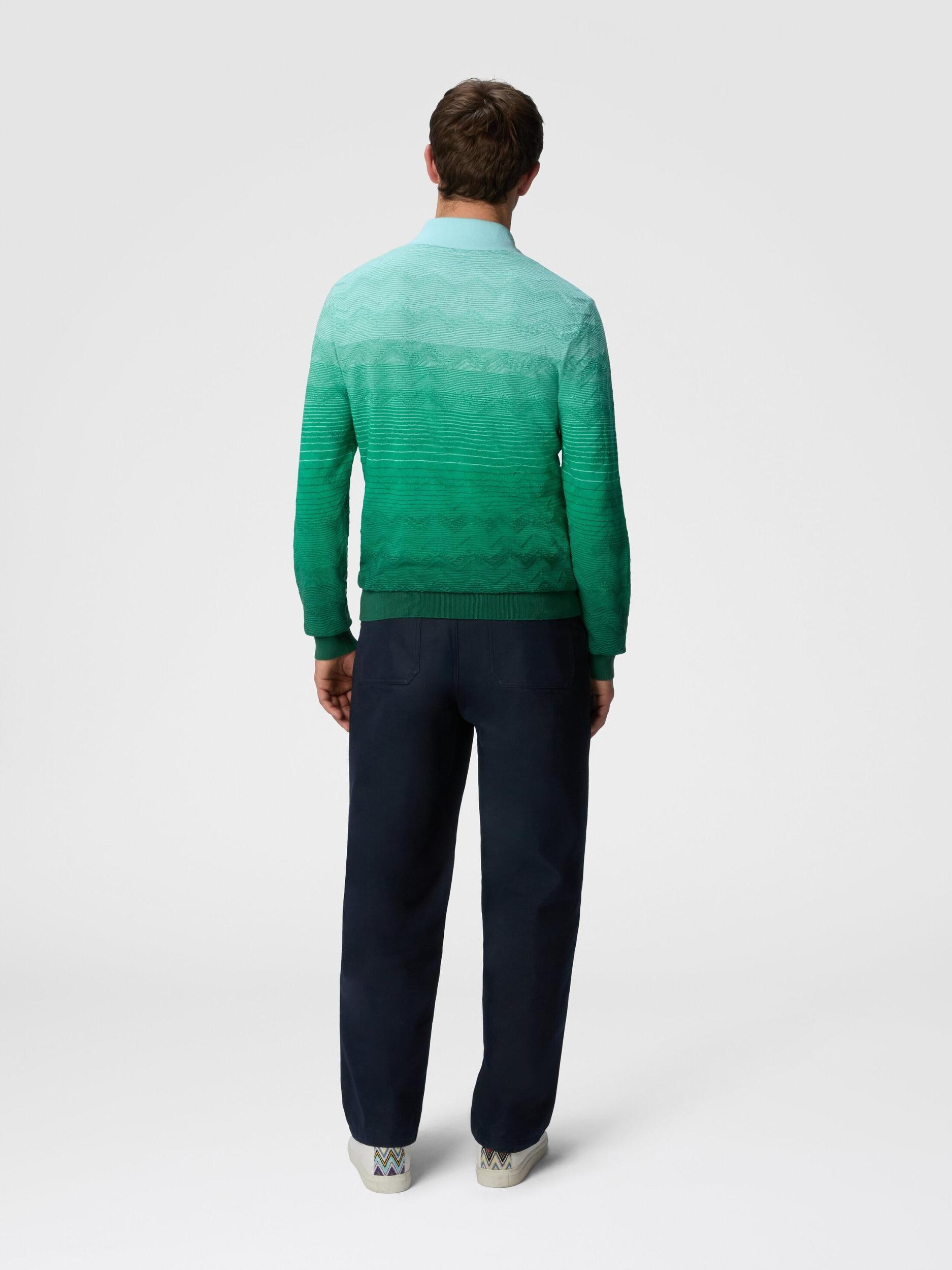 Long-sleeved polo shirt in dégradé chevron cotton Product Image