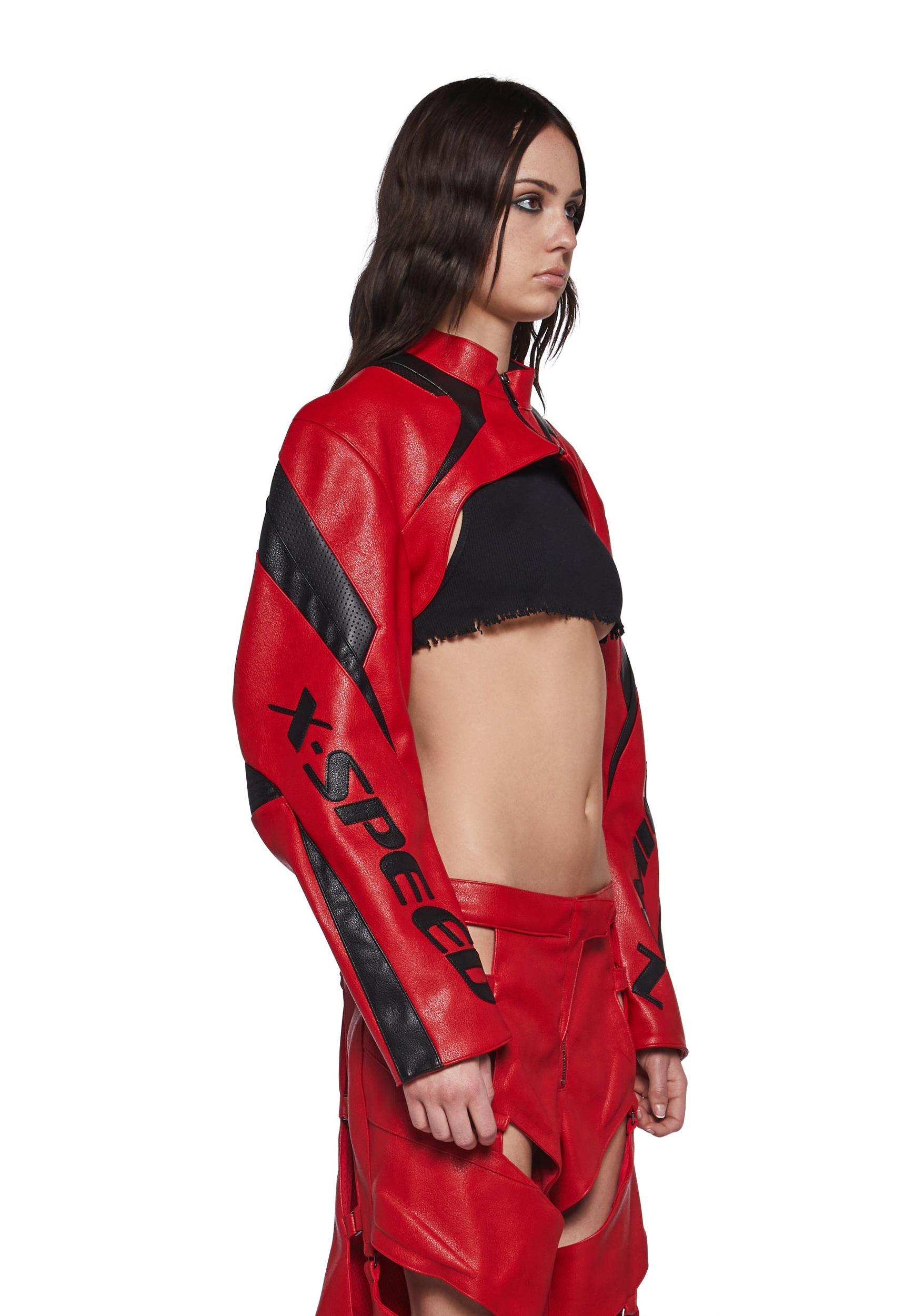 Namilia XTC Leather Choker Jacket - Red Product Image