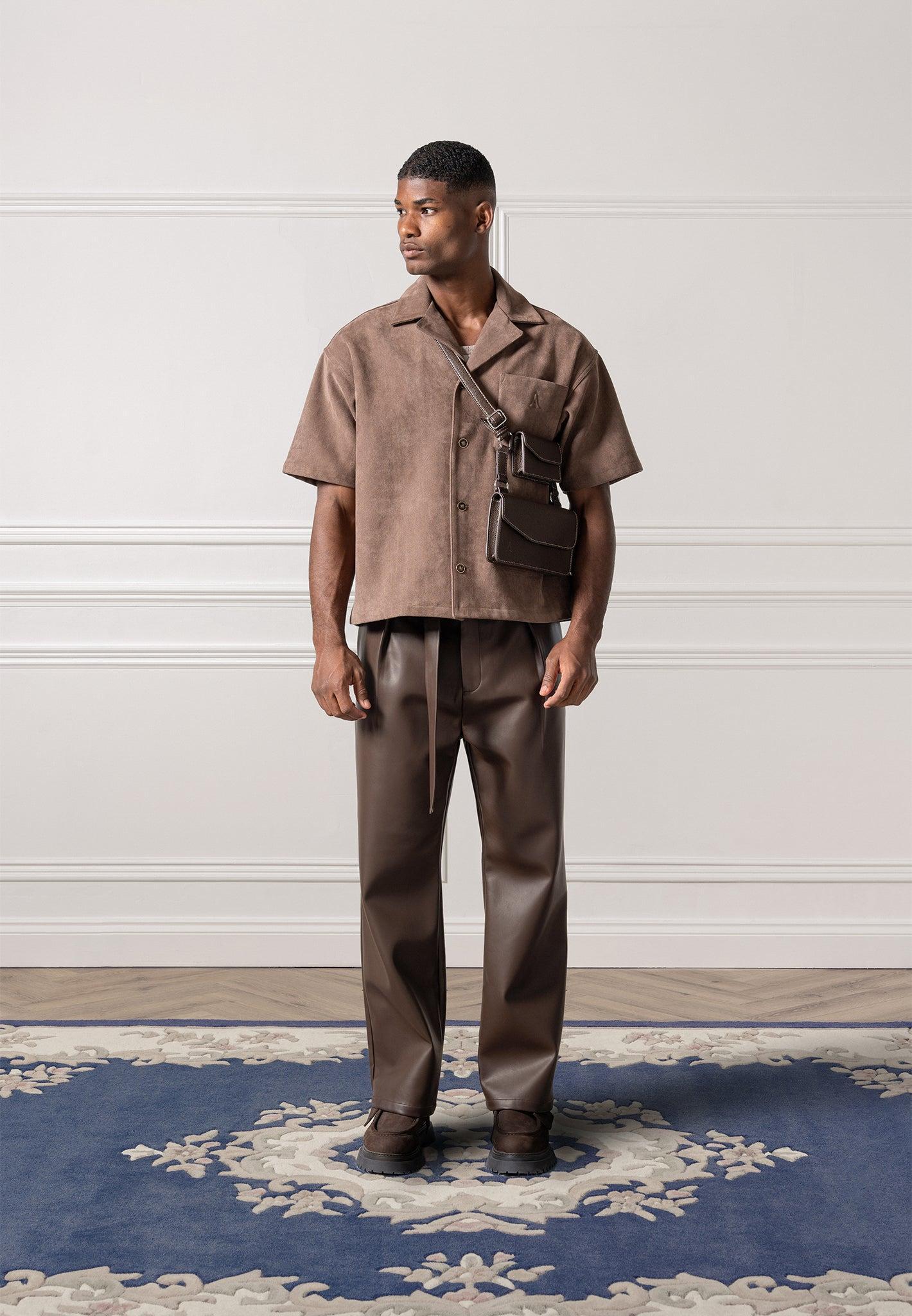 Boxy Suede Shirt - Brown Male Product Image