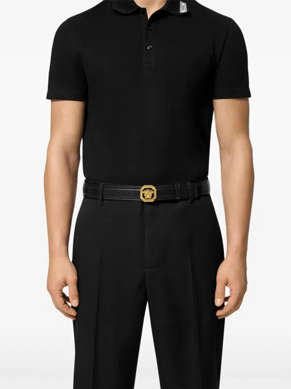 VERSACE La Medusa Leather Belt Man Belt Black Size 39.5 Calfskin Product Image