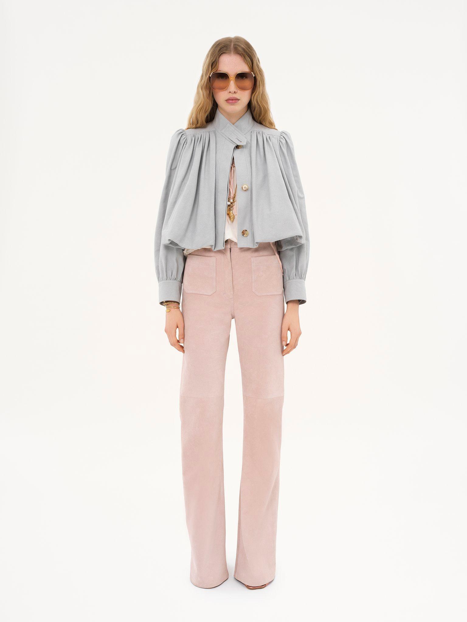 Gathered boule jacket in cotton canvas Product Image