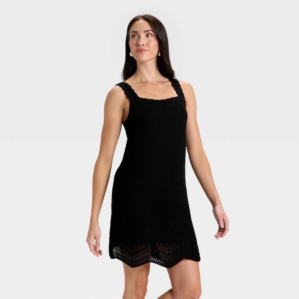 Women's Crochet Mini Shift Dress - A New Day™ Product Image