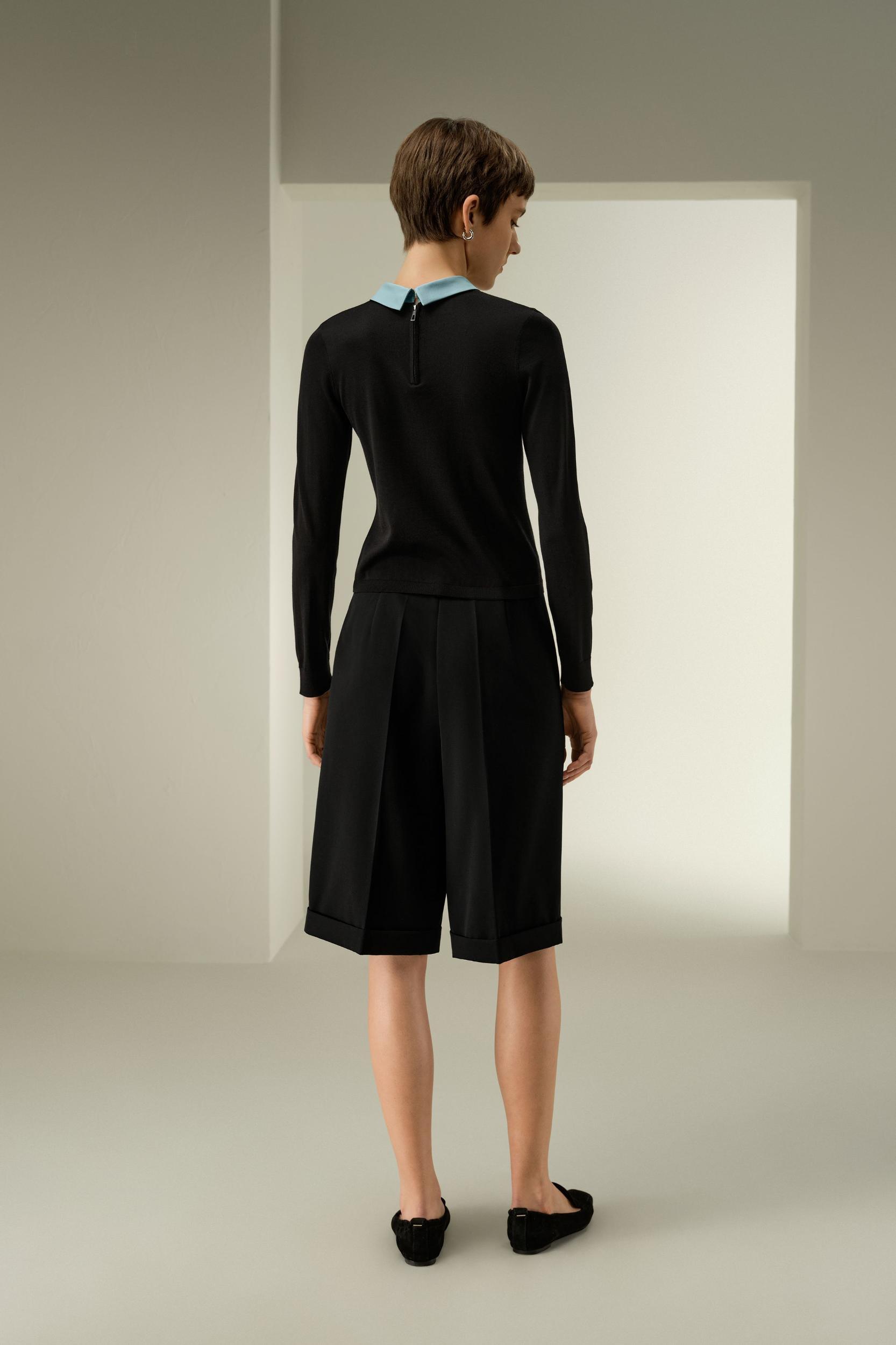 Elitist Silk Knitted Top with Collar Product Image