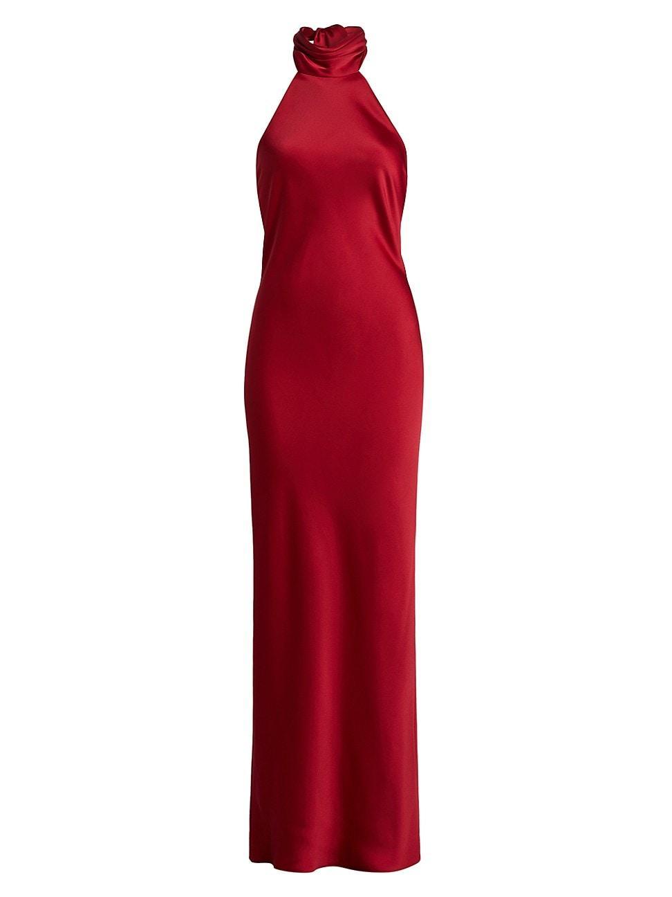 Ramy Brook Tatiana Satin Halter Gown Product Image