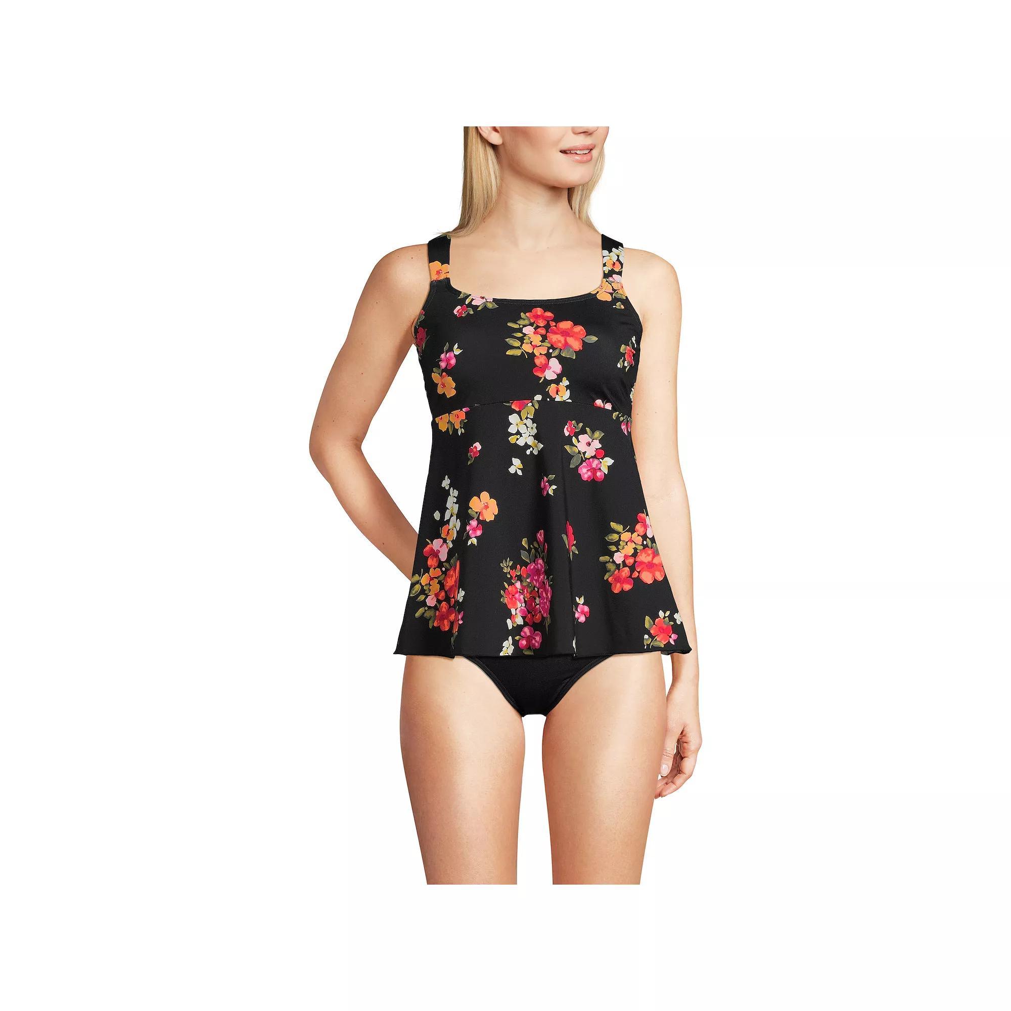 Women's Lands' End Flutter Empire UPF 50 Tankini Swimsuit Top, Size: XS, Black Meadow Floral Product Image