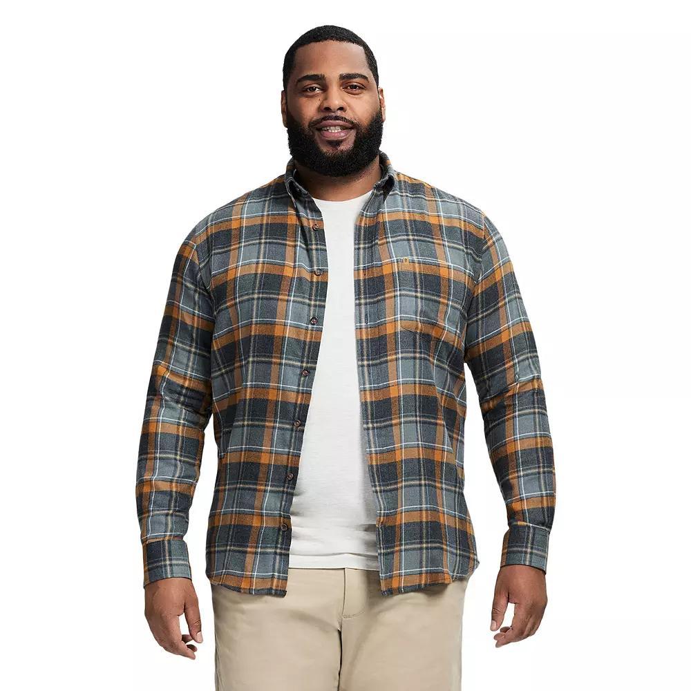 Big & Tall IZOD Stratton Flannel Long Sleeve Button Down Shirt, Men's, Size: 3XB, Bijou Blue Product Image