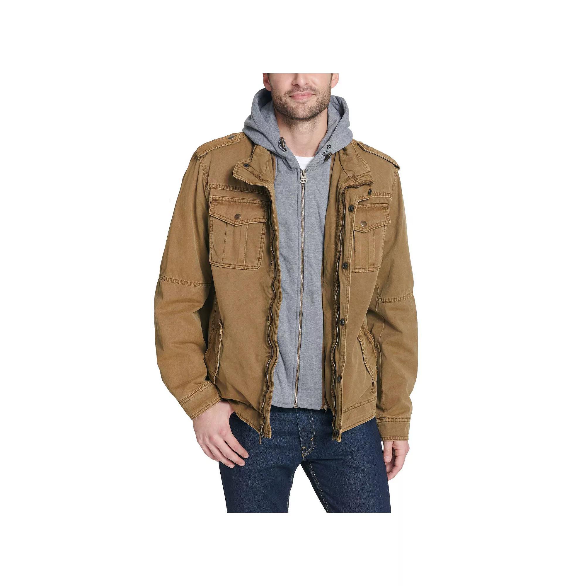 Men's Levi's® Cotton Hooded Quilt Lined Trucker Jacket, Size: Small, Worker Brown Product Image