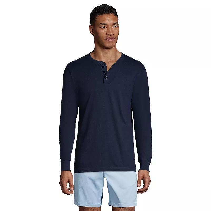 Big & Tall Lands' End Super-T Henley, Men's, Size: XXL Tall, Radiant Blue Product Image