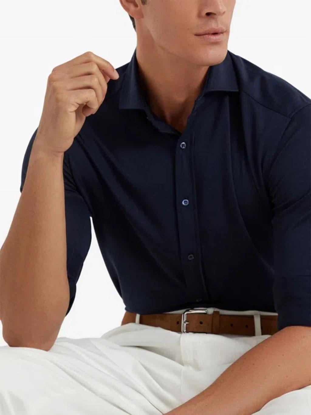 BRUNELLO CUCINELLI Long-sleeve Shirt In Blue Product Image
