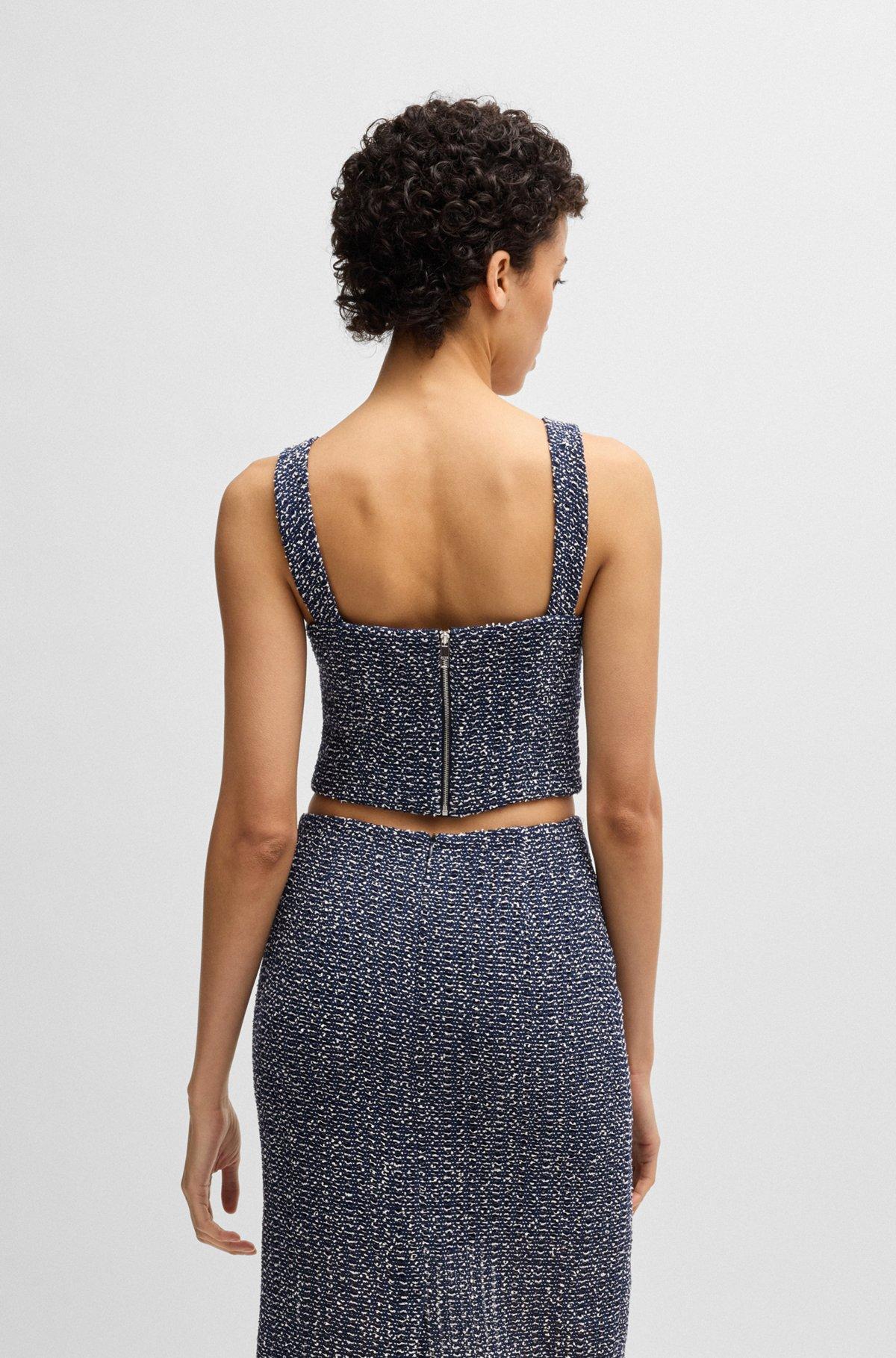 BOSS - Tailored top in two-tone crochet tweed - Patterned Product Image