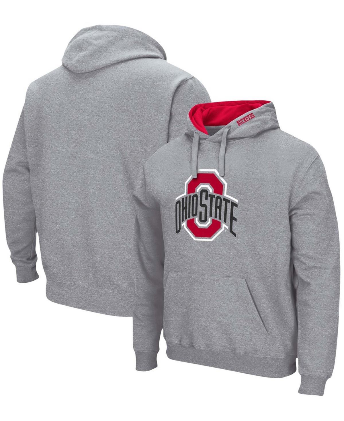 Men's Colosseum Heather Gray Ohio State Buckeyes Arch & Logo 3.0 Pullover Hoodie, Size: XL, Grey Product Image