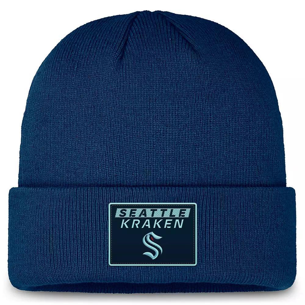 Men's Fanatics Deep Sea Blue Seattle Kraken Authentic Pro Cuffed Knit Hat, Krk Blue Product Image