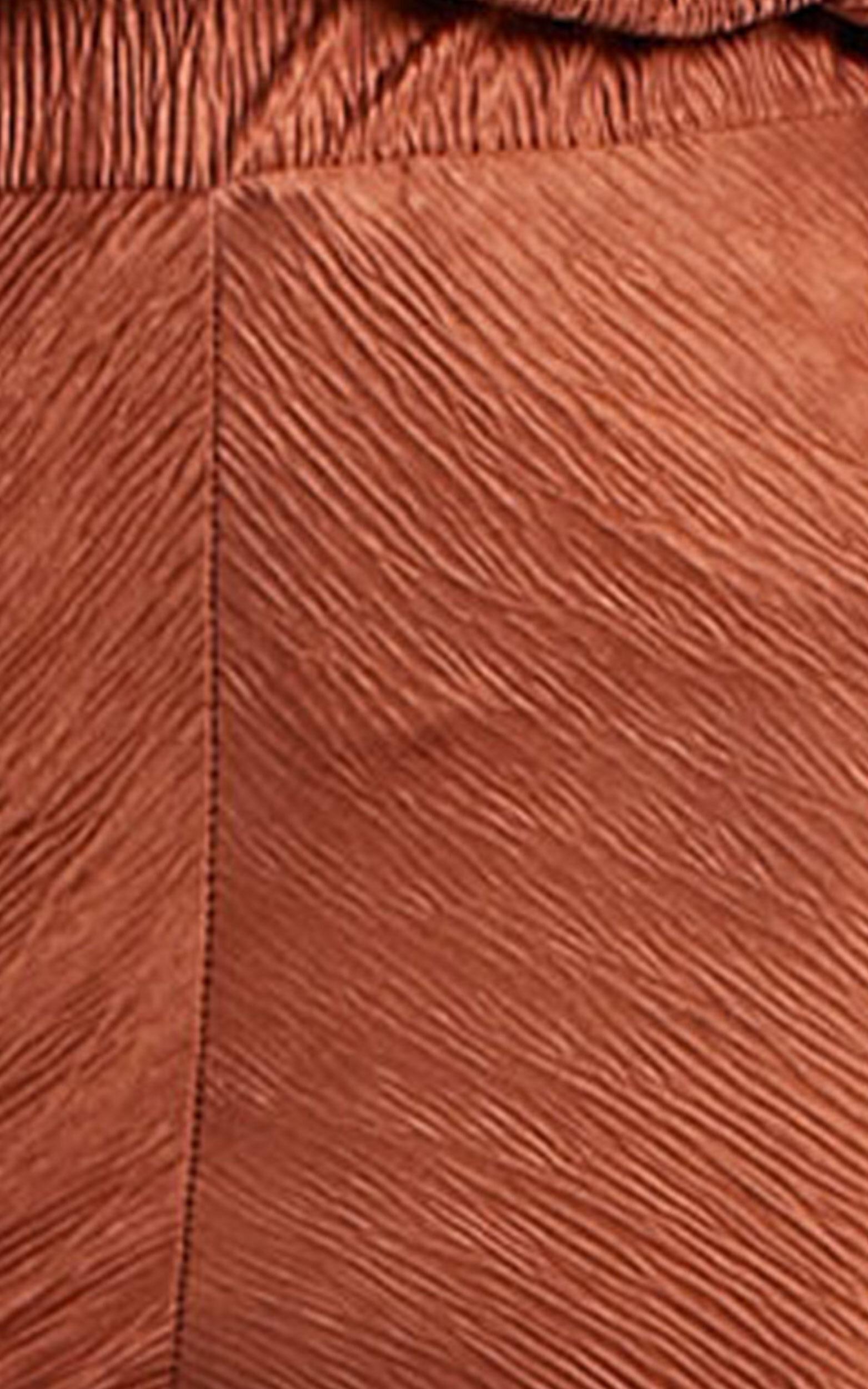 Rosamund Pants - High Waisted Crinkle Flared Pants in Clay Product Image